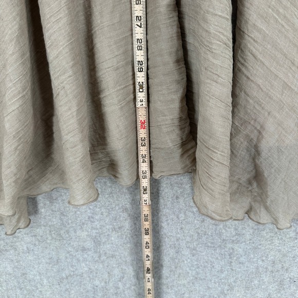 Peach Maxi Skirt XL Flare Taupe Brown Elastic Waist Pockets Lined Crinkle Gauze - Picture 10 of 11